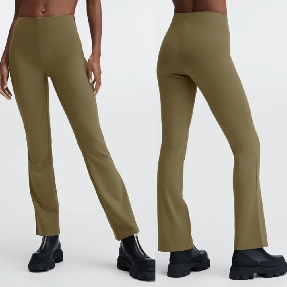 NWT Fabletics 24/7 Olive Green Ponte Kick Flare Pant (TALL)